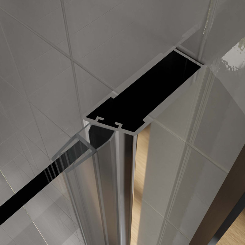Porte de douche pivotante semi-sans cadre en chrome avec verre transparent