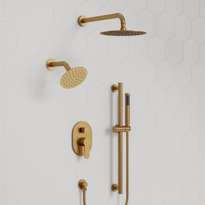 Pressure‑Balanced Shower System, 10" Rainfall Dual  Showerheads with Handheld Shower