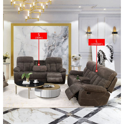 Microfiber 2-Piece Living Room Recliner Set Sofa And Loveseat -  Ebern Designs, B589CDD71617436B9D24BCA1B17CF359