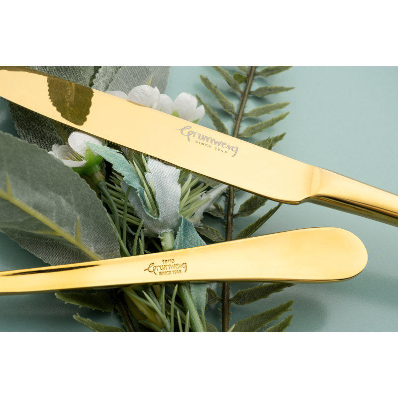 Grunwerg Cutlery 16 Piece Windsor Coloured, 18/10 Stainless Steel Cutlery Set, Service for 4, Gold