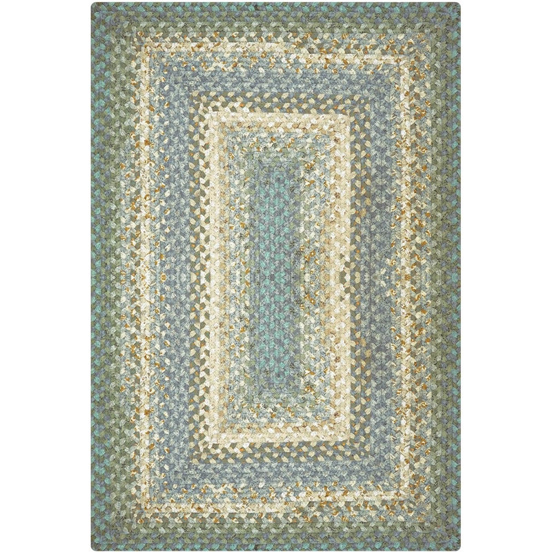 Tapis en coton tressé pour décor côtier Privett, Bleu / Jaune , Rectangle 2 pi 3 po x 3 pi 9 po