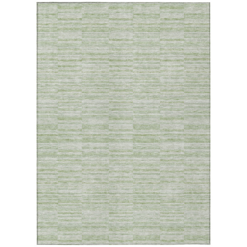 Tapis intérieur lavable rayé vert sauge 5 pi x 8 pi