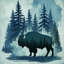Bison en forêt, housse de couette-125062342-135987071