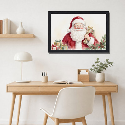 " Santa Claus With Gift Sack And Pine Branches " Painting