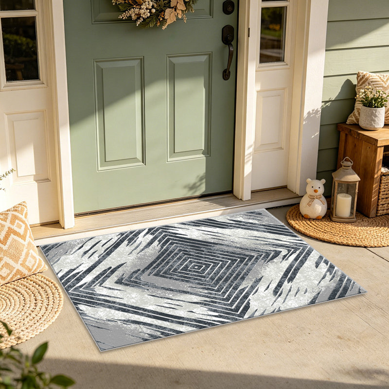 Grey Aztec Diamond carpet-easy to clean, machine-washable, soft and comfortable; suitable for door mats, kitchens, living rooms, bedrooms, corridors, and laundry areas. Easy to clean, durable carpet for home decoration.