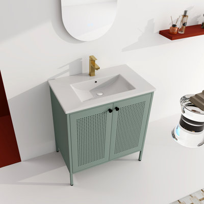 Meuble-lavabo autoportant de 30 po avec lavabo en céramique