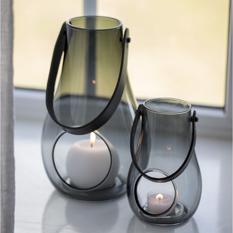 Tabletop Lantern, 9.8" H x 6.1" W x 6.1" D, Gray