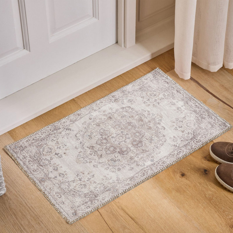 Tapis en polyester doux au toucher 2 pi x 3 pi avec envers en jute naturelle - parfait pour les vestibules, les cuisines et les chambres