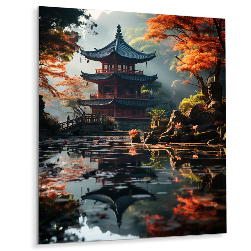 Art asiatique, pagode sereine, art asiatique, H 32 po x l 24 po x P 1 po