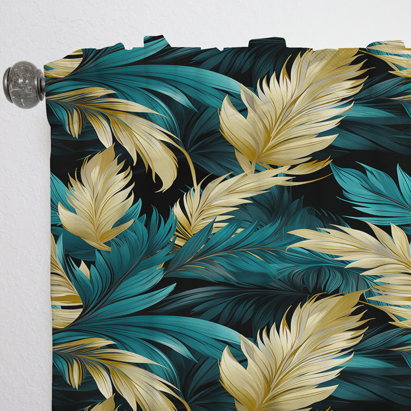 Motif tropical Palm Breeze III - Rideau floral - Velours obscurcissant - 1 panneau, L 52 po x L 90 po