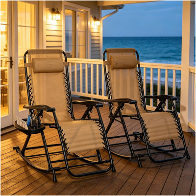 Chaises inclinables pliantes, chaises berçantes d'extérieur, chaise debout avec repose-pieds (chaise inclinable 2 pièces)