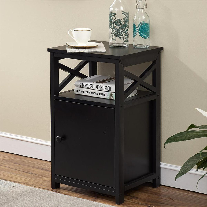 Blevens 16'' W Metal Nightstand, Black, Individual