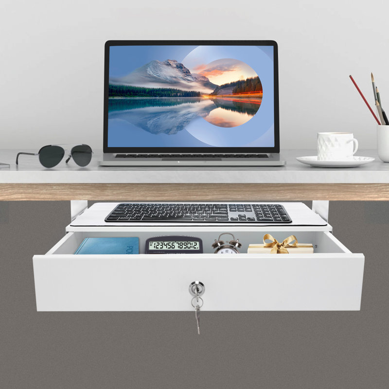 Rangement de tiroir coulissant sous le bureau, Blanc