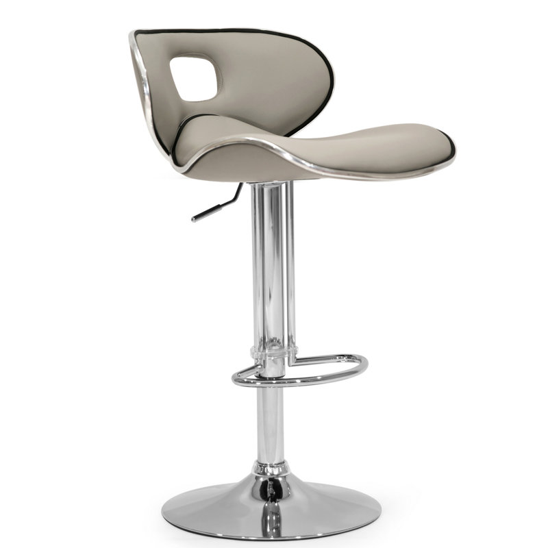 Kaylem Swivel Upholstered Adjustable Height Counter Stool, Ash Gray