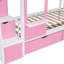 Lit superposé de style rose Twintwin, 2 tiroirs, 3 tablettes, glissoire, bois de pin massif et grande capacité de poids, idéal pour la rénovation de la chambre à coucher-130481031-130481034