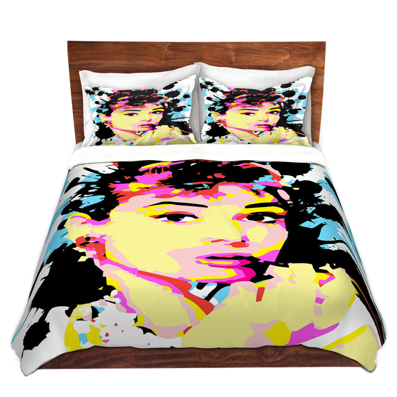 Ensemble de housse de couette audrey hepburn, 1 housse simple + 1 taie standard