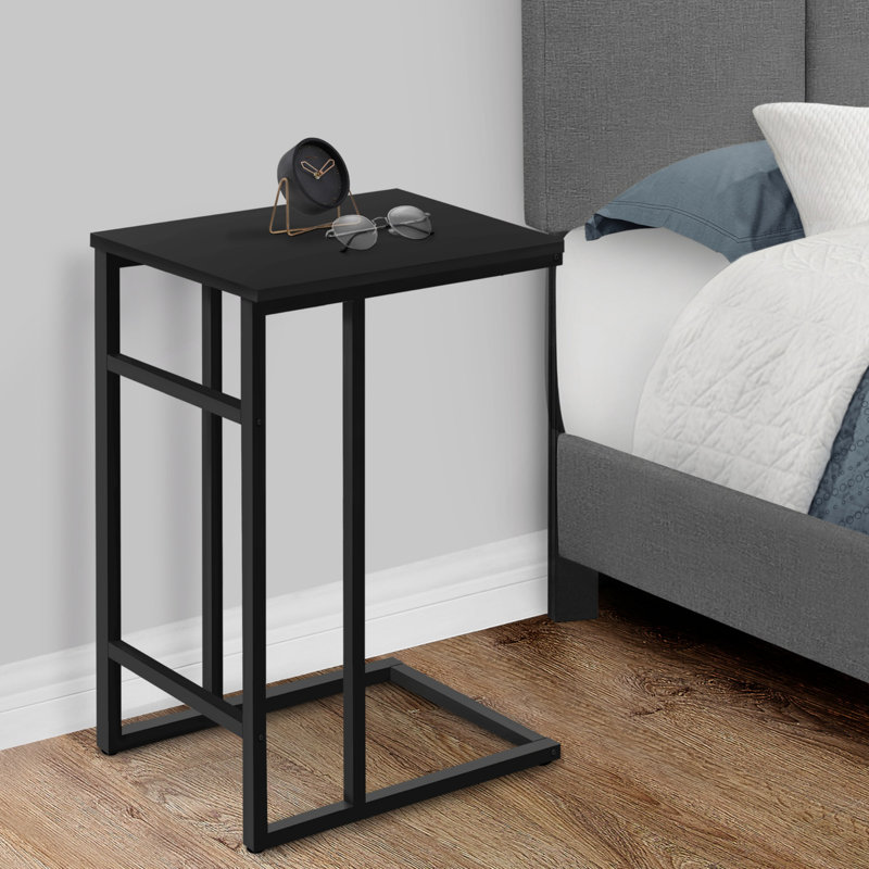 Table d'appoint, en forme de C, bout, côté, collation, salon, chambre à coucher, stratifié, métal, Noir