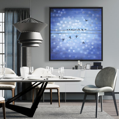 «Birds On A Wire With A Clear Blue Sky» sur toile