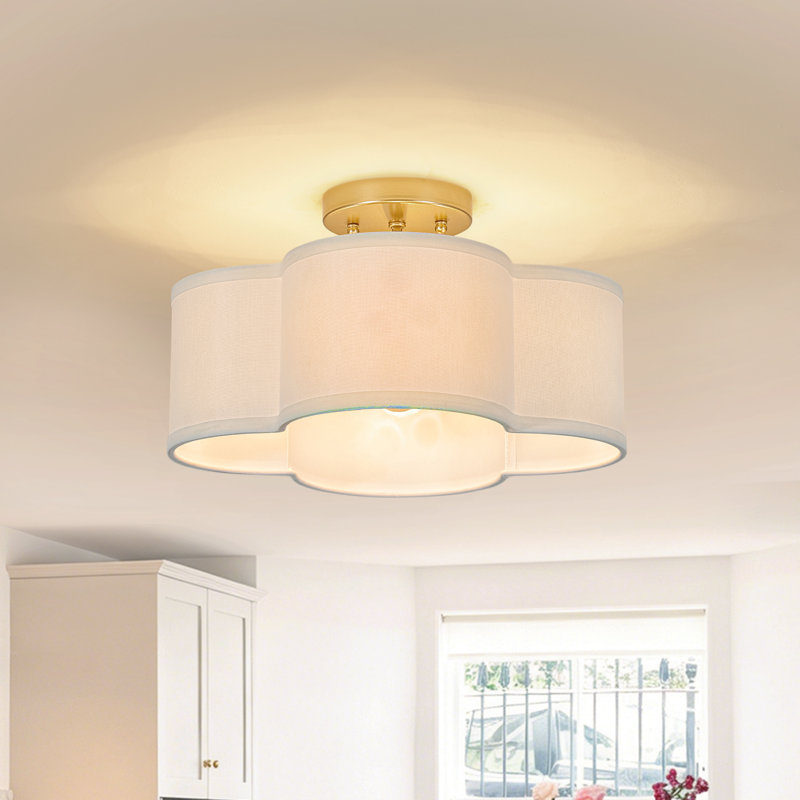 4-Light Fabric Semi Flush Mount Ceiling Light