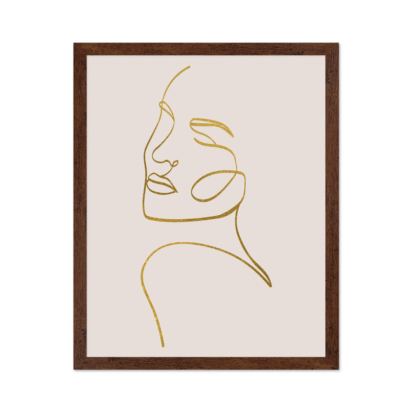 Contour doré no2, Poster, 08"H x 10"W, Brown Framed