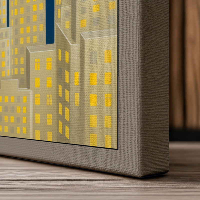 Nocturne Skyline Art Deco - Wrapped Canvas, 36x24 - 91.4 x 61.0 cm, Taupe Border