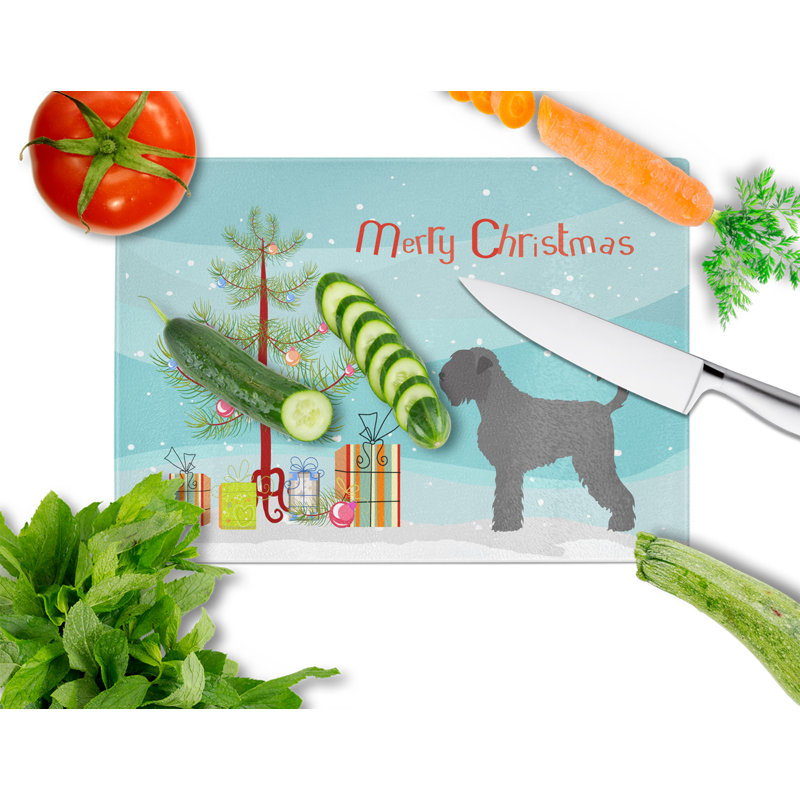 Planche à découper de noël en verre trempé caroline, Terrier russe noir
