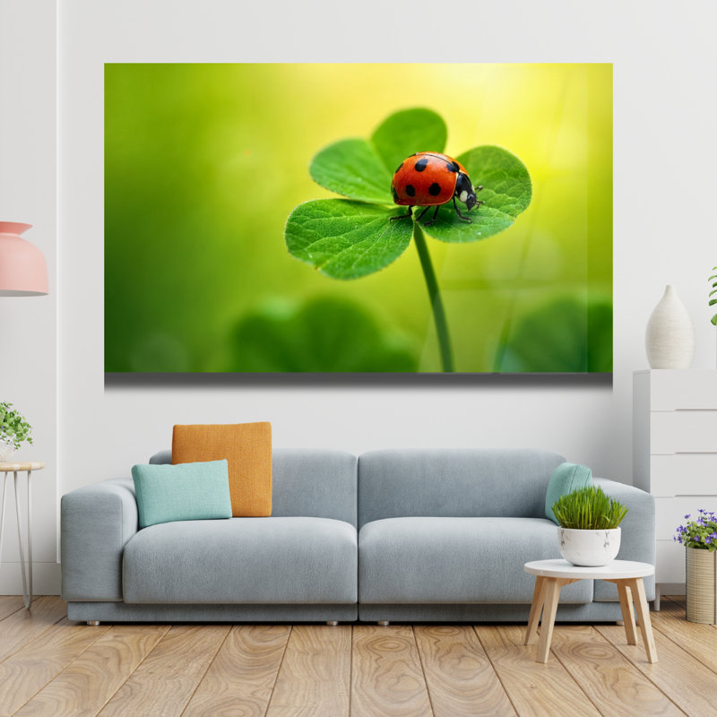Art mural en verre trempé coccinelle, H 18 po x l 24 po