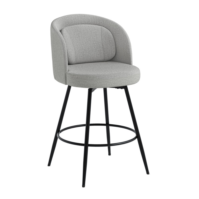 26" H Swivel Counter Stool with Metal Frame, Gray/Linen, 3