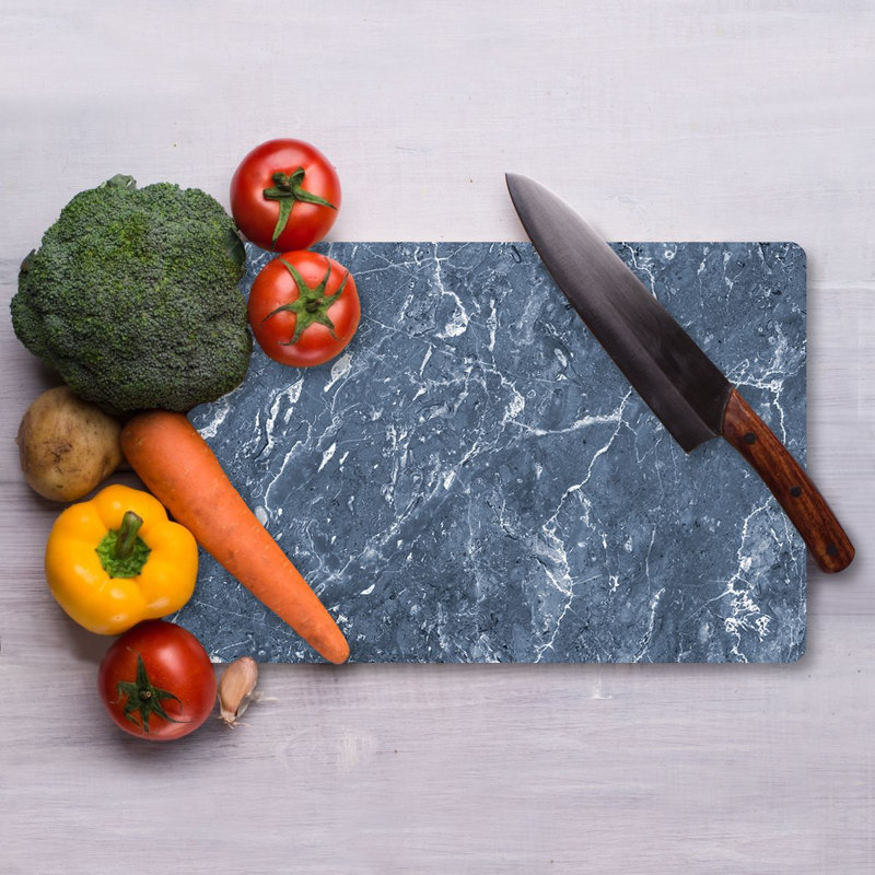 Flourish Tempered Glass Cutting Board, 7.9 x 11.8 inches | 100% Antibacterial, Easy-Clean Surface, Non-Slip Silicone Feet | Perfect for Food Prep & Serving, Durable & Stylish Kitchen Essential, Not Dishwasher Safe