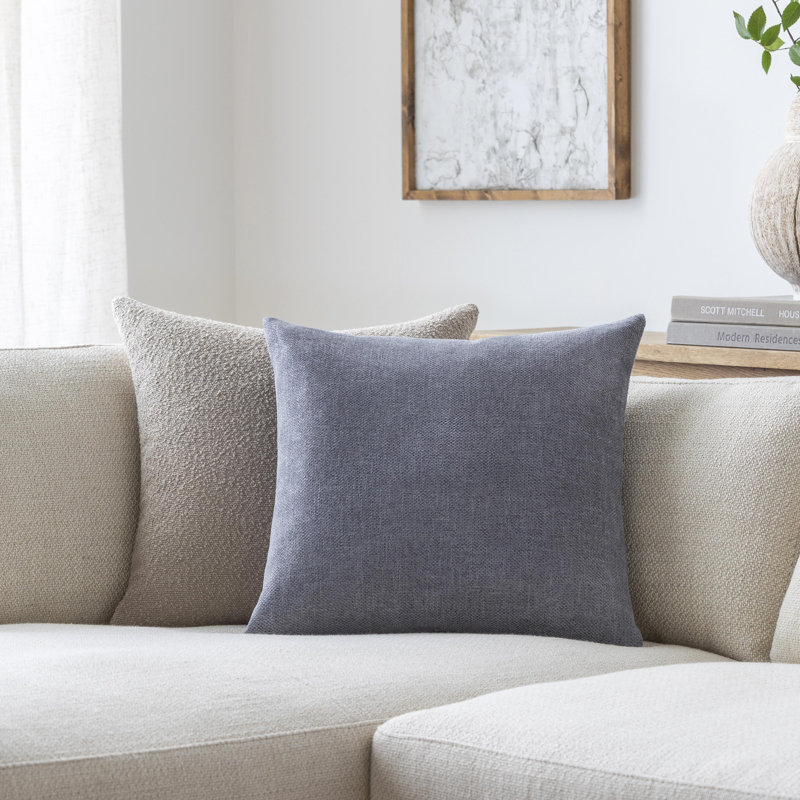 Blue 20" Square Reversible Polyester Throw Pillow