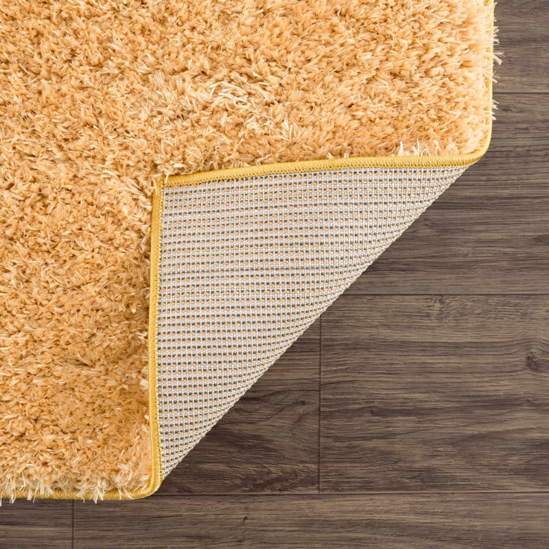 Brandale Solid Shag Orange Area Rug, Rectangle 9'3" x 12'