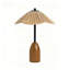Lampe de table en grain de bois massif Farmhouse Chic - Lampe de chevet à chevet en rotin - Décoration vintage