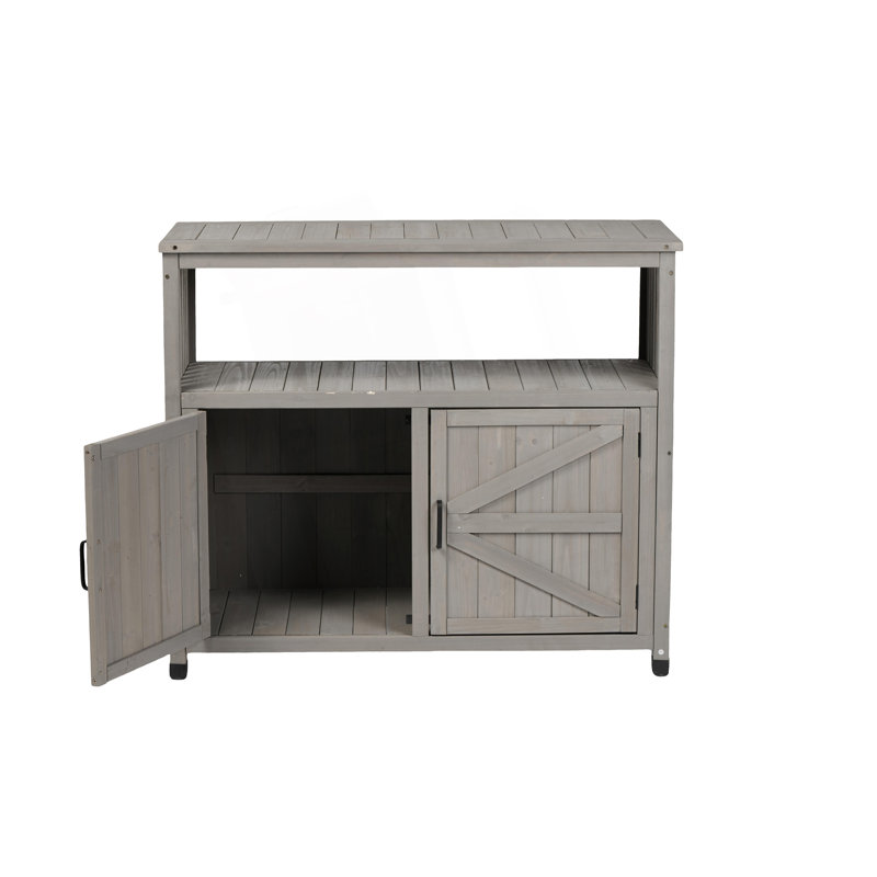 Patio Bar Table With Storage, Buffet Cabinet Sideboard