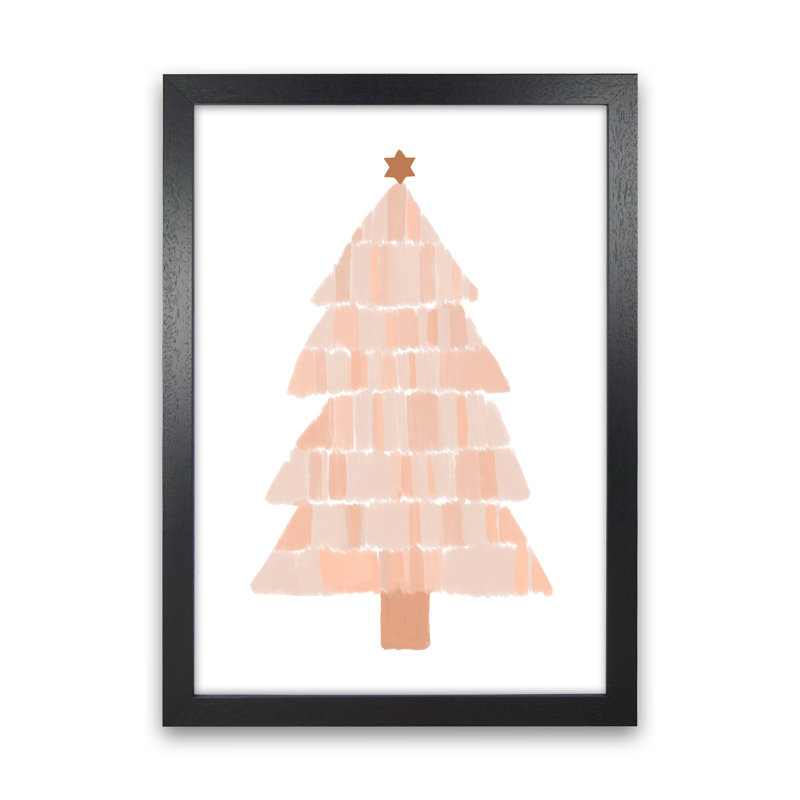 Christmas Tree Painting - Print, 34cm H x 25cm W x 3cm D, Black Framed