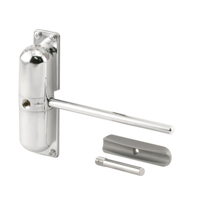 Prime-Line Safety Spring Door Closer  Easy to Install to Convert Hinged Doors to Self-Closing  Diecast Construction, 4-1/4 Chrome Finish, Non-Handed (Single Pack)