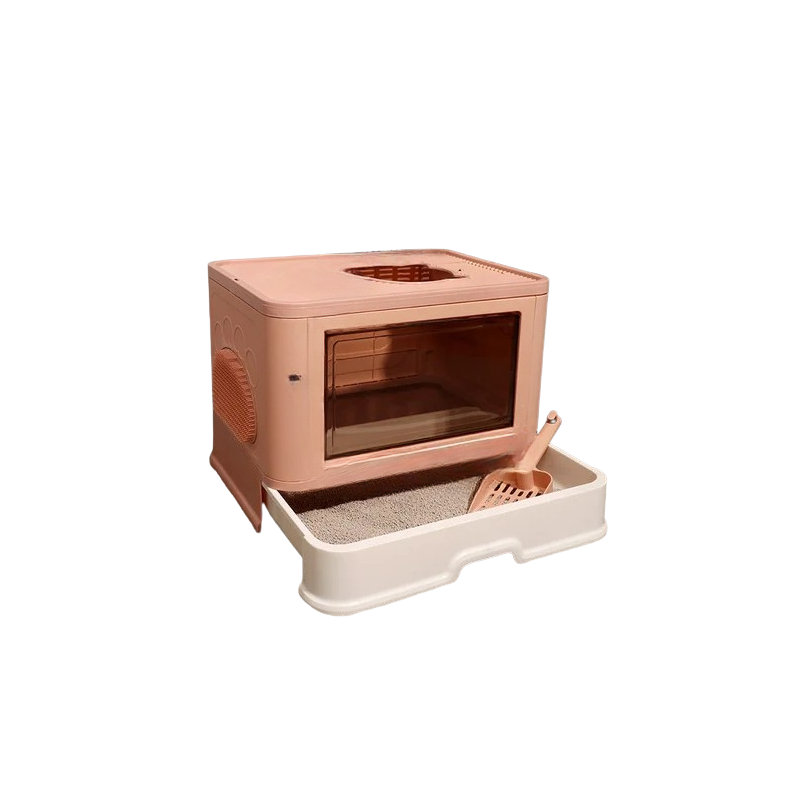 Gower Plastic Self-Cleaning Litter Box with Scoop, Orange