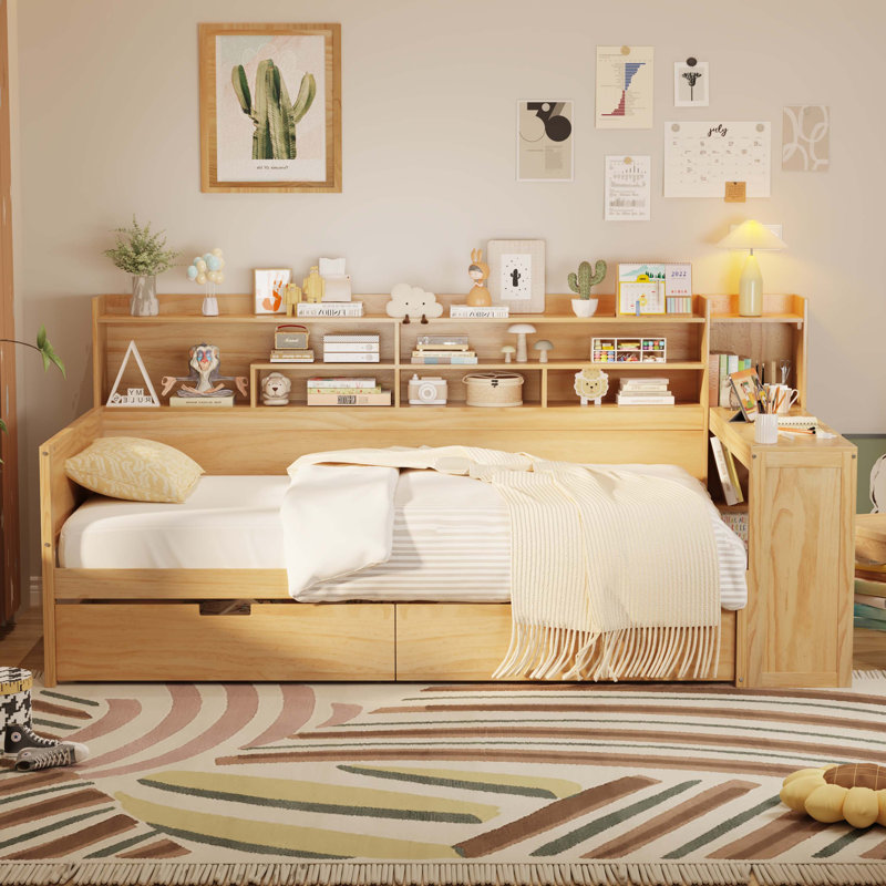 2-Drawers Storage Daybed, Full/ Double, Natural