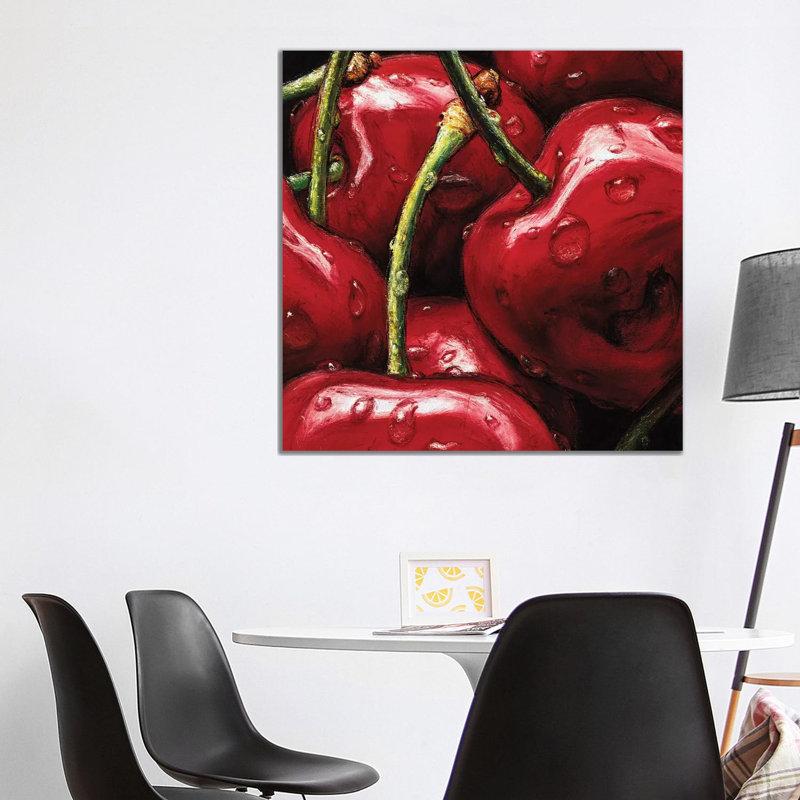 Cherries by AlmaCh - Wrapped Canvas Painting, 93.98 cm H x 93.98 cm W x 3.175 cm D