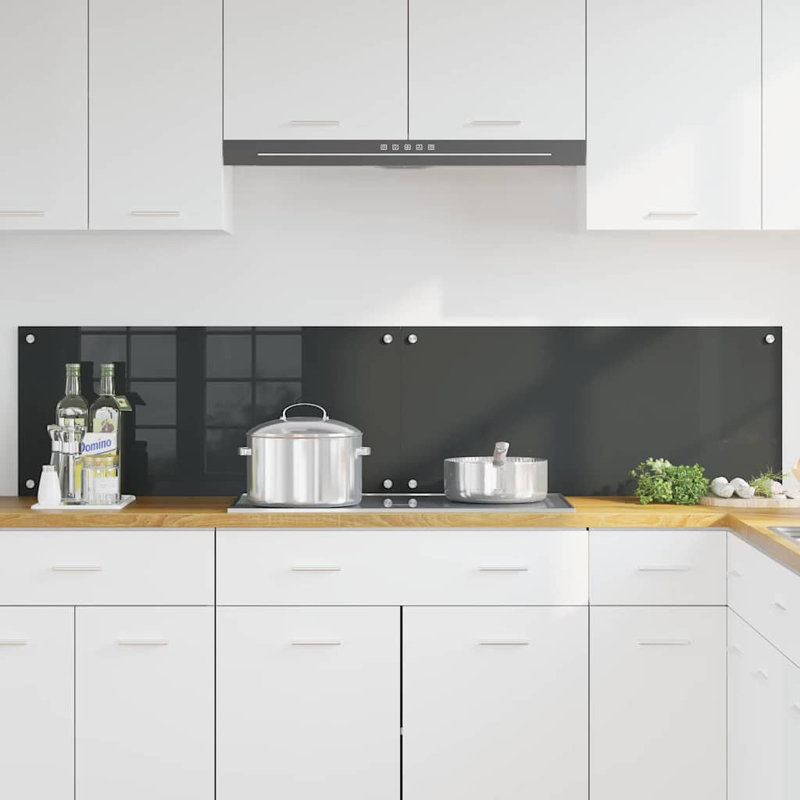 Vidaxl Kitchen Backsplash White 80 X 40 Cm Tempered Glass, 40cm H x 90cm W, Dark Grey