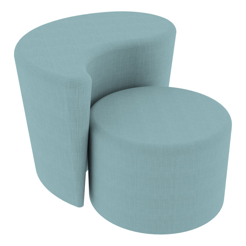 Tabouret cylindrique structuré en savoir plus, H 14 po x l 18 po x P 18 po, Bleu hachuré
