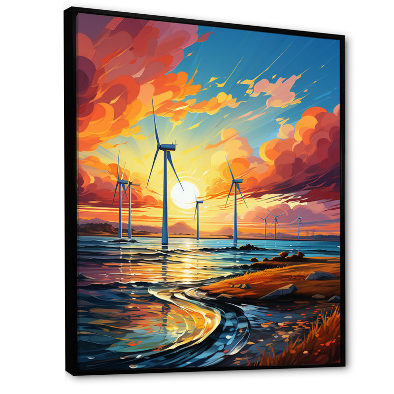 «Wind Turbines Ethereal Winds» sur toile, H 20 po x l 12 po x P 1 po, Cadre flottant noir