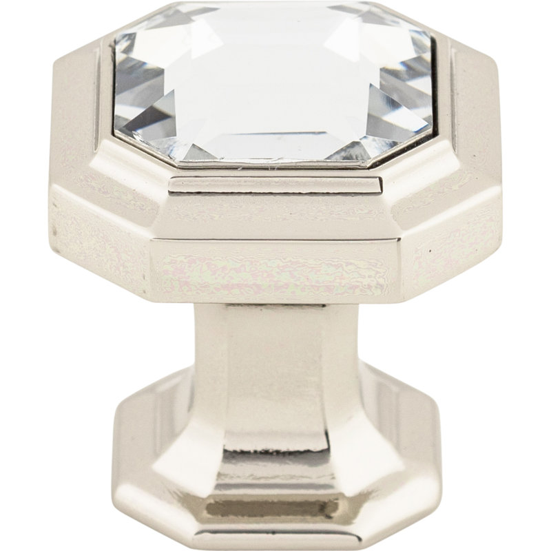 Crystal Emerald 1 1/8" Length Geometric Knob, Polished Nickel