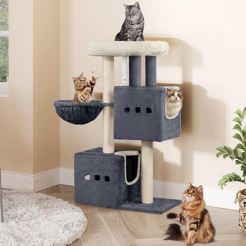 98cm H Cat Tree, Dark Grey