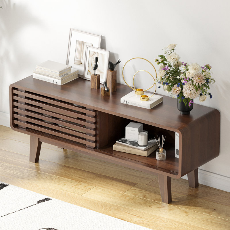 Modern Coffee Table With Storage, Brown, 17.8" H x 14.2" L x 46" W