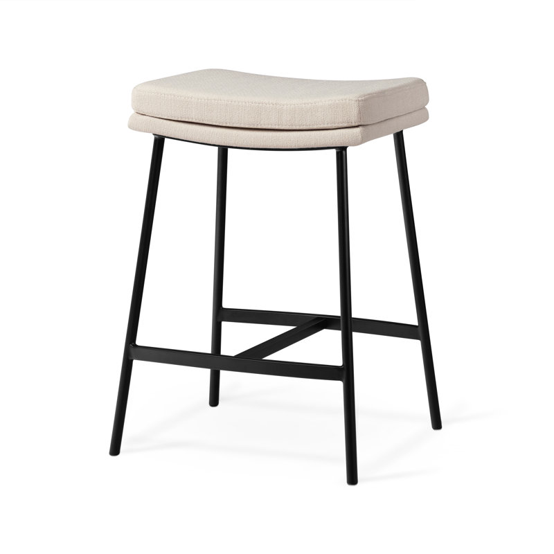 Berkley Counter Stool In Matte Black With Light Beige Fabric, Counter Stool (26" Seat Height), Matte Black