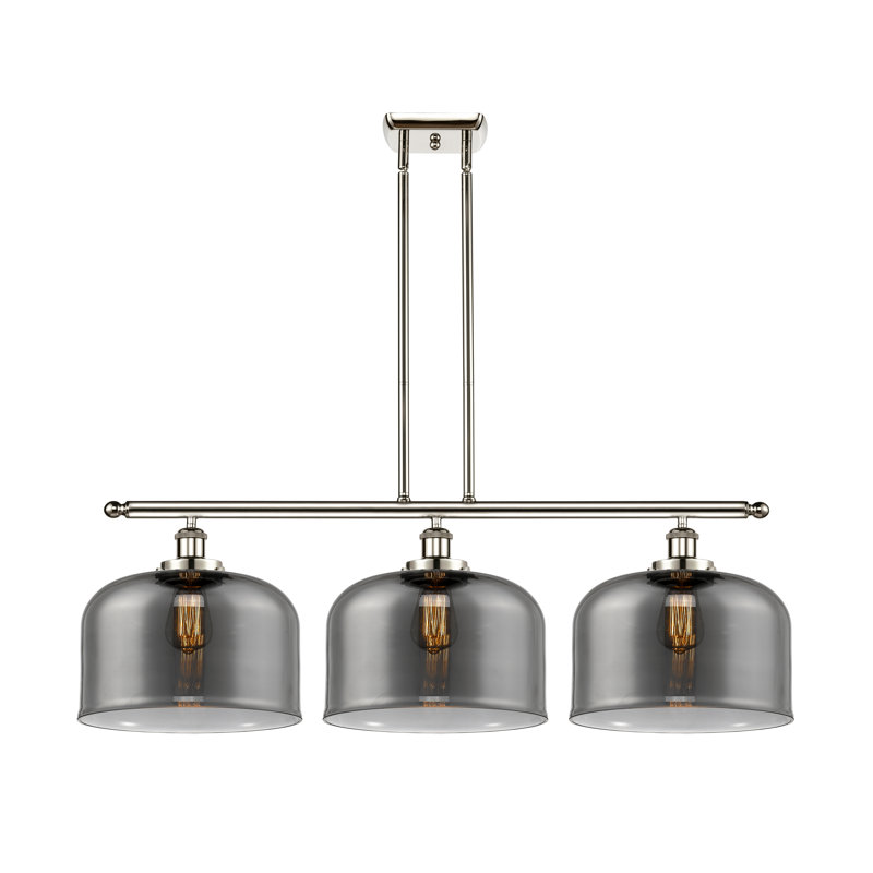 Luminaire suspendu linéaire à 3 lumières pour îlot de cuisine Lattimer, Plaqué couleur fumée, Ampoule non incluse