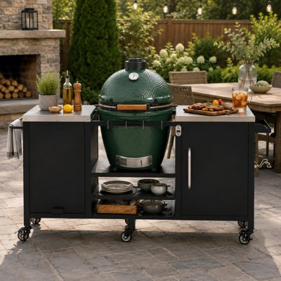 72.4" Outdoor Kitchen Grill Cart with Foldable Prep Table and Adjustable Shelves