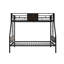 Lit superposé simple au-dessus d'un lit double en métal pour la chambre à coucher, avec garde-corps, lit gigogne, 2 échelles, conception, sans sommier, bois franc d'ingénierie brun, construction solide, installation rapide avec lit gigogne, cadre, espace