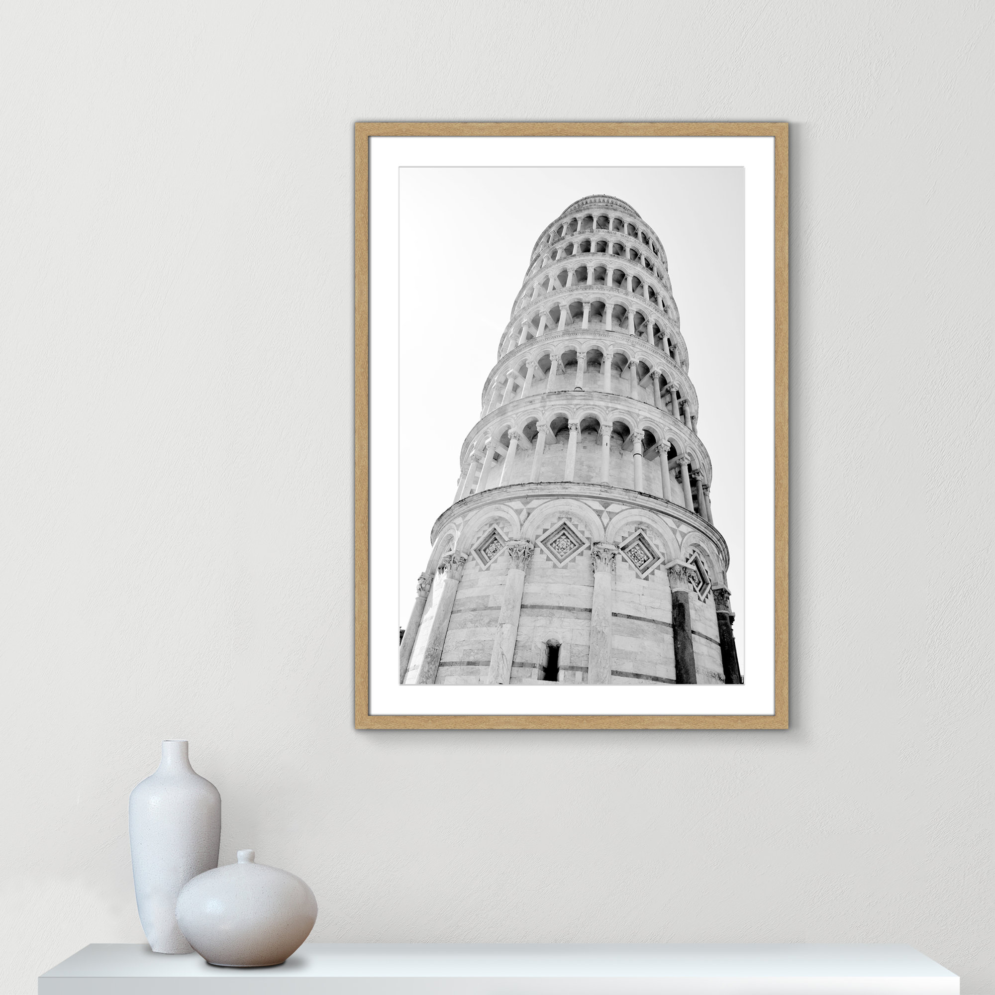 Iconic City Collection " Pisa " by Natalie Carpentieri, Natural Single Picture Frame, Yes, 35.5" H x 25.5" W x 1.25" D