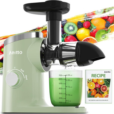 Extracteur de jus à mastication lente Aeitto: 3 modes de marche arrière douce et dure, moteur ultra-silencieux, démontage à un bouton, pièces lavables au lave-vaisselle, garantie de 12 mois